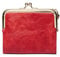 Vllcsla Portemonnaie für Frauen Clip Schnalle Vintage Kleine Größe Niedliches Leder Portemonnaie mit Reißverschlusstasche für Täglichen Gebrauch - Damen Kurze Geldbörse Kompakte Clutch (Rot)