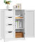 Yaheetech Armario de Baño Columna Mueble Baño Auxiliar Armario de Almacenamiento Cajonera con 4 Cajones para Sala de Estar, Cocina, Blanco 66x35x90cm