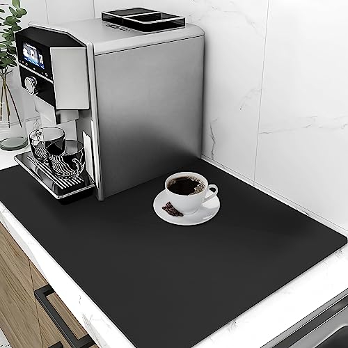 SOSMAR Super Absorbent Dish Drying Mat - 16x20 Inch Counter Protector Mat for Coffee Machine & Sink, Non-Slip Black