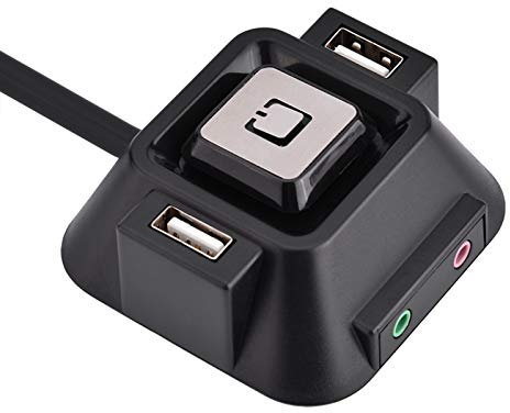 VBESTLIFE Desktop PC case Switch with Dual USB Ports, Power Reset Button, Audio Microphone Port, 1.55m Length, Super Convenient