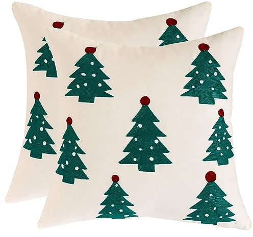Holibeat Weihnachts-Kissenbezüge, 45,7 x 45,7 cm, dekorative Couch-Kissenbezüge, ohne Füllung, 2 Stück (Weihnachtsbäume)