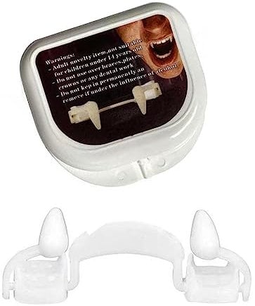 GotGala Vampire Teeth Retractable Halloween Zombie Fangs Realistic Plastic Horrifying Vampire Fake Fangs for Adult Kids Halloween Masquerade Prank Makeup Props