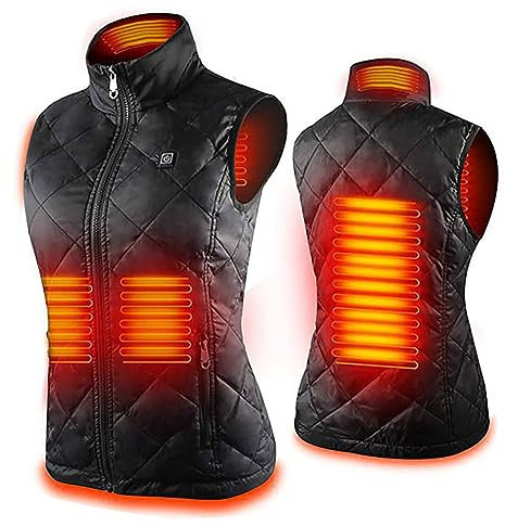 Heated Body Warmer Ladies,Women Heated Vest UK Rechargeable USB Electric Winter Warm Heated Jackets,Washable Heated Gilet with 5 Heating Pads for Adult Cycling Hiking(No Power Bank)