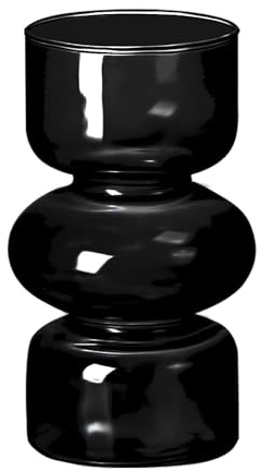 Vases en Verre pour Fleurs, Vases Hydroponiques Transparents, Vases à Fleurs en Verre à Trois Couches, Vases en Verre Géométriques Modernes, Vase Hydroponique de 7 Pouces, Vases Transparents(Noir)