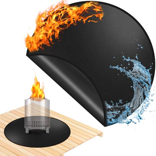 HolyMaji Feuerfeste Matte für Solo-Herd Mesa, 50,8 cm, 3-lagig, rund, feuerfest, hitzebeständig, unter Grillmatte, wasserdichtes Grillpad für Terrasse, Gras, Outdoor-Grillzubehör, tragbar und