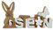 Holz und Metall Osterdeko Holz Oster-Schriftzug rosa mit Hase, Ei, Blume und Schmetterling 27 x 15cm Ostereier Oster-Deko Tisch Dekoration