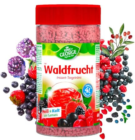 KING GEORGE - Waldfrucht Instant Teegetränk 12 x 400g Waldbeere Instantteegetränk mit Vitamin C - Krümeltee Vorteilspack - Getränkpulver, Erfrischungsgetränk & Durstlöscher für Sommer