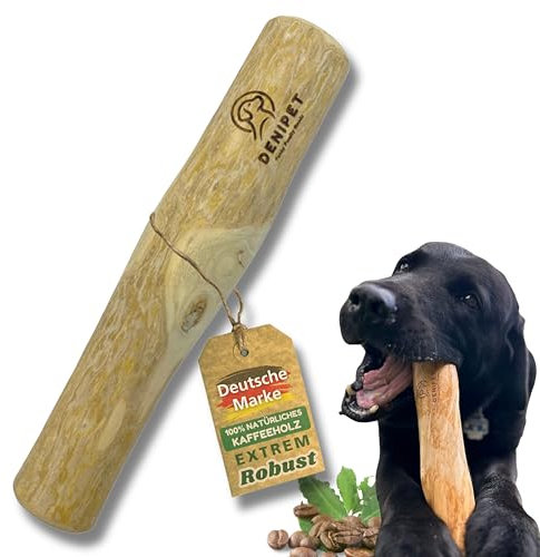 DENIPET® Kaffeeholz für Hunde & Welpen - Kauholz für Hunde, nachhaltiges Kauspielzeug Hund, robuster Kauknochen zur Zahnpflege, Hundespielzeug und Beschäftigung, Ideal als Welpenspielzeug, Größe M