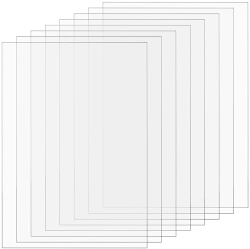 FAAING 8er Acrylglas Platten A4, 2mm Acrylglas Acrylplatte Transparent Glasklar Platte, Acrylglas Platten Acrylplatte Rechteckig für Bilderrahmen, Malerei, Projektausstellung, Tischaufsteller