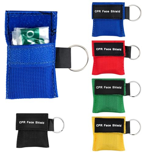5 Stück Beatmungsmaske Erste Hilfe, Beatmungsmaske Schlüsselanhänger, Beatmungsmaske mit Rückschlagventil und Beatmungstuch, Mund zu Mund Beatmung Schutz, CPR Maske Face Shield Mit Karabiner