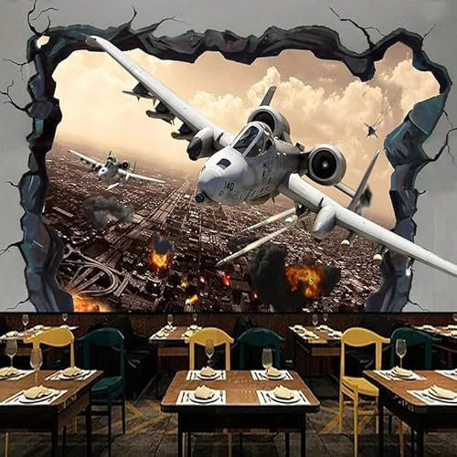 Weiniuniu Benutzerdefinierte Wandtapete 3D Stereo Flugzeug Wandfresko Restaurant Jungen Schlafzimmer Hintergrund Wanddekor Wandtapete 150x105cm