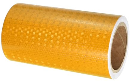 PATIKIL Reflektierende Aufkleber, 1 Rolle 33 Fuß x 8 Zoll Wasserdichtes Selbstklebendes Hochsichtbares Vorsichts-Warnsicherheitsband Reflektorband für LKW-Anhänger Autos, Gelb