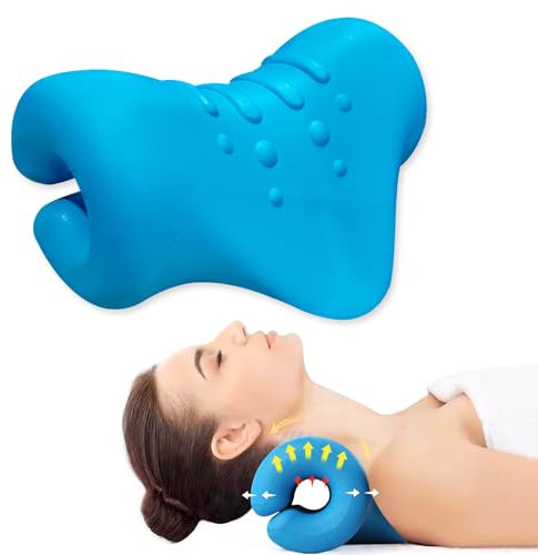 TULAMORIY Nacken-und Schulter-Relaxer, Nackendehner, Haltungskorrektur, Nackenhaltungskorrektur,Chiropraktik-Kissen zur Linderung von Kiefergelenksschmerzen, Chiropraktikkissen (blau)