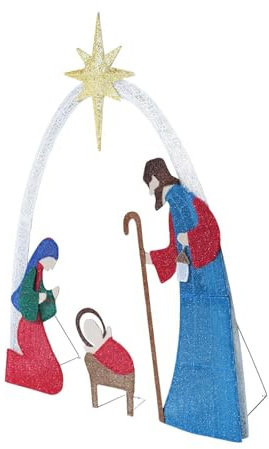 Harilla Weihnachtskrippe, Weihnachtsdekoration, Hofschild, beleuchtet, dekorativ, kreativ, tragbar, Weihnachtsdeko für den Garten, Terrasse, BLAU