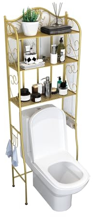 ZXTRYBHD Bathroom Organizer Over Toilet Storage, Freestanding Above Toilet Rack with Hooks, Bathroom Shelves Over Toilet Shelf, Space Saver