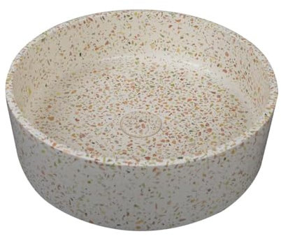 Vente-unique - Vasque ronde à poser en terrazzo rose - 39 cm - DUKAT