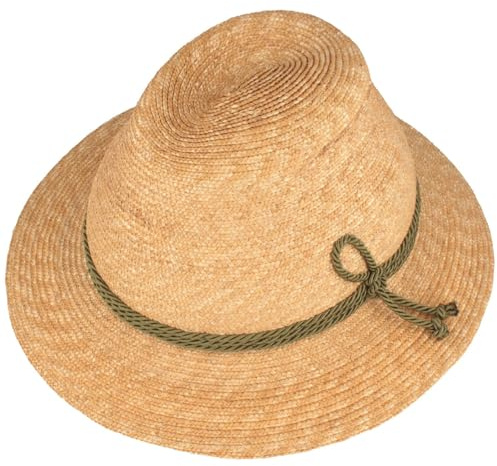 Chapeau de paille traditionnel Lechtal - 100 % paille avec cordon vert à 3 compartiments - Traveller - Flexible et confortable - Olive, Olive, M