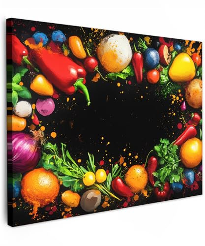 MuchoWow© Impression sur Toile Decoration Murale Peinture 40x30 cm Tableaux Art Décoratif Muraux Décoration Chambre Légumes - Graffiti - Coloré - Cuisine - Abstrait