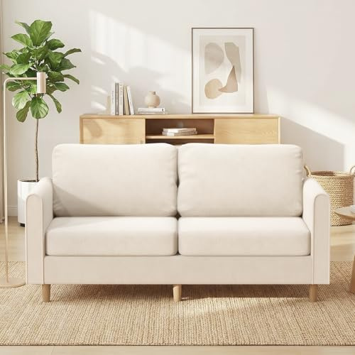 Skokliz Cord Sofa 3 Sitzer, 175cm bequemes Plüsch-Cord Zweisitzer-Sofa, Sofa Wohnzimmer, Big Sofa Couch mit 2 Kissen, Modernes Couch, Sofa komplett aus Holz fürs Büro, Schlafzimmer Sofas