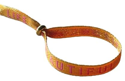 Generisch Selfmade Festival Armbänder Boho Schmuck - Stoffarmband Bunt - Freundschaftsarmbänder Größenverstellbar Sommer Schmuck (Beautiful Life Orange Rosa)
