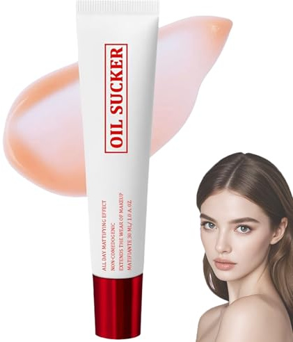 Oil Sucker Primer Makeup, Porenverfeinernder Primer, Mattierender Primer für fettige Haut, Wasserfeste & Schweißfeste Make-Up-Basis, Alkalische Formel zur sofortigen Porenverfeinerung (1)