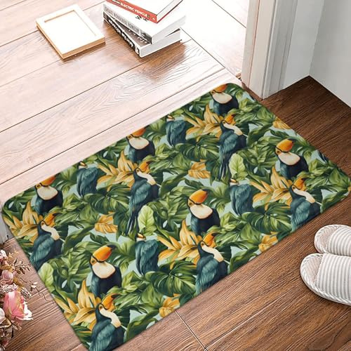 Badezimmerteppich, tropischer Tukan-Druck, rutschfest, saugfähig, maschinenwaschbar, Badematte, Duschvorleger für Badezimmer, 40,6 x 61 cm