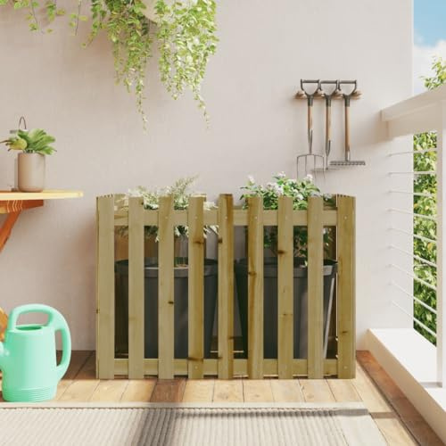 HaoChrymec Hochbeet with Kiefernholz Imprägniert, Lattenzaun-Design, Pflanzkübel, Viel Platz für Pflanzen, Hochbeete für Garten, Balkon Pflanzkasten Balkon, Natural Wood, 100x50x70 cm