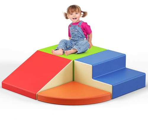 MINENICE Kinder Schaumstoffbausteine, große Schaumstoffbausteine, Indoor-Kletterblöcke, Kinderklettergerüste (Mehrfarbig-4pcs)
