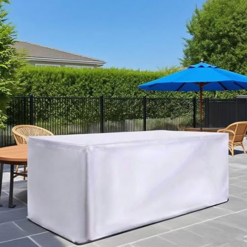 AUWUUA Abdeckung Gartenmöbel Winterfest 200x100x75cm/LxWxH Wasserdicht Schutzhülle Gartenmöbel Tisch, Rechteckig Anti-UV Reißfest 420D -Oxford Gewebe Abdeckplane für Loungemöbel Sitzgruppe, Silbe