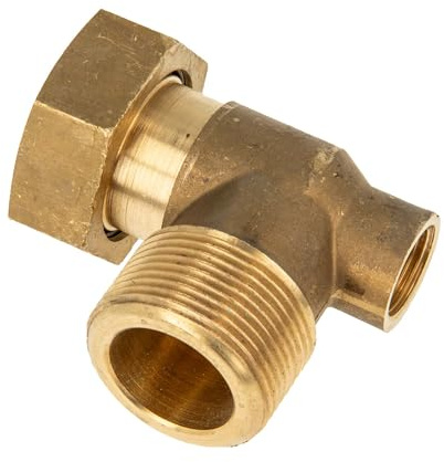 tecuro Eckverschraubung Überwurfmutter 1 1/4 Zoll (flachdichtend) x 1 1/4 Zoll AG x 1/2 Zoll IG, reduziert - Messing-blank CW617N