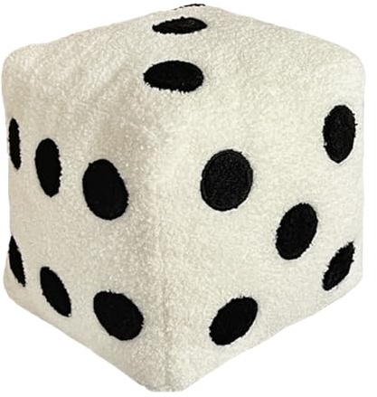 AVZYARDY Grunge Dice Pillow 8x8 Inch, Soft Plush Cube Cushion for Bedroom Decor, Aesthetic Gaming Setup Room Accessories, Cute Stuffed Dice Plush for Home Sofa Decor