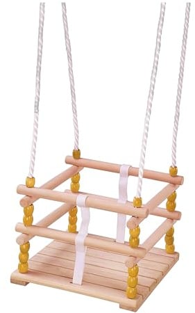 Idena 40393 Gitterschaukel aus Holz für Kleinkinder ab 1 Jahr | Verstellbare Halteseile, Stahlringe, Tragkraft bis 50 kg