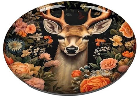 formano Dekoteller Hirsch Ø 28 cm Metallteller mit edlem Rotwild-Motiv, schwarz glänzend lackiert, stilvolles Wohnaccessoire für Tisch, Regal & Sideboard