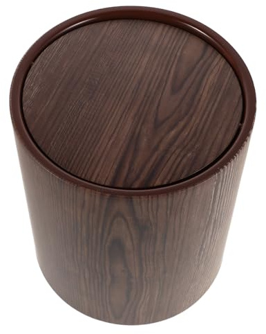 POPETPOP Large Capacity Farmhouse Kitchen Trash Can with Flipping Lid, Retro Vintage Wood Grain Design, Made of Sturdy Pp Material, Easy to Clean and Convenient for Longtime Use, for Home