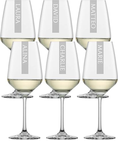 2x Weißweinglas mit Gravur Namen | Schott Zwiesel Taste Tulip 356 ml | personalisiertes Weinglas mit Lasergravur | spülmaschinenfest | 2er Set