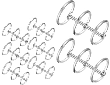 HIAKDOFT 8 Stück Metallringe zum Binden mit 3 Ringen aus Eisen Stabile Schnappverschluss Mechanik Elegantes Design für Selbstgemacht Kalender 2026 und Fotoalben