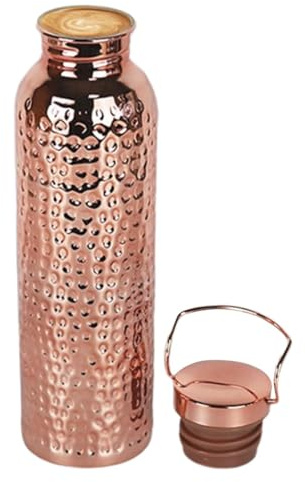 Botella de cobre puro para agua - Cantimplora Térmica Portátil 800ml - Botella cobre para agua potable,para camping, senderismo, viajes, exterior, interior, hogar, casa, cocina, mujeres y hombres