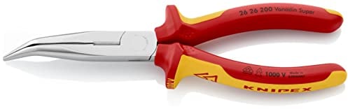 Knipex Pinza per Meccanica - con Becchi Mezzotondi con Tronchese (Pinza a Becchi di Cicogna) Cromata, Isolati, Collaudati Vde 200 Mm (Confezione Self-Service/Blister) 26 26 200 Sb