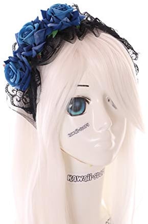 C-41-2 Blau Rosen Haarreif Spitze Vampir Kopfschmuck Gothic Lolita Larp Kawaii-Story
