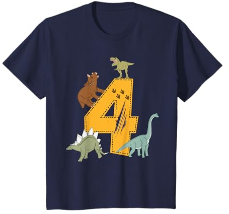 Geburtstagsshirt 4 Jahre Junge Dinosaurier Dino T-Shirt