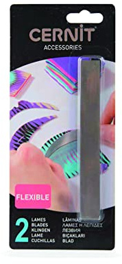 CERNIT CE909C - Set mit 2 Modellierklingen aus Metall, flexibel, speziell für die Verwendung mit Modelliermasse (Polymer) entwickelt, leicht zu reinigen, für Bastelprojekte, Metallgrau, 1 Stück