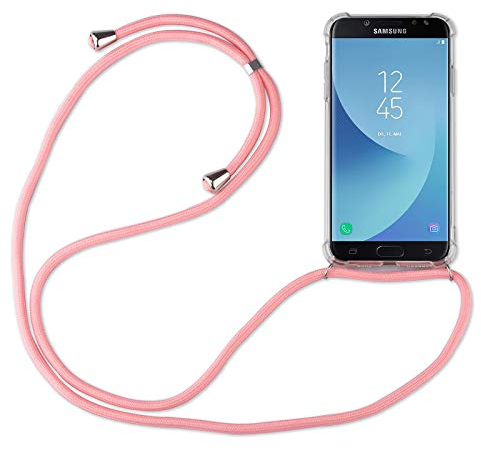 Hülle Kompatibel mit Samsung Galaxy J5 (2017) | Handykette Smartphone Halskette Hülle mit Band | Handyhülle mit Kordel zum Umhängen Kompatibel für Galaxy J5 (2017) | Rosa