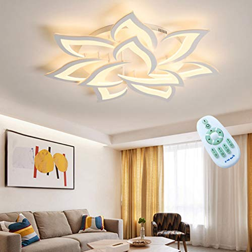LED Deckenleuchte Modern Wohnzimmerlampe Kreative Blumenform Design Deckenlampe Dimmbar Mit Fernbedienung Metall Acryl Blütenblätter Hängeleuchte Schlafzimmer Kinderzimmer Innenraum Lampe,10 heads
