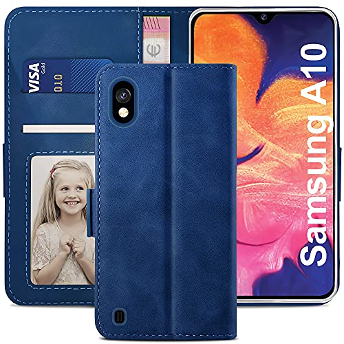 YATWIN Handyhülle für Samsung Galaxy A10 Hülle, Klapphülle Samsung Galaxy A10 Premium Leder Brieftasche Schutzhülle [Kartenfach][Magnet][Stand] Handytasche für Samsung Galaxy A10 Case, Blau