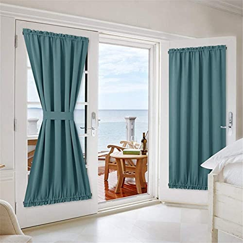 LINFKY Tenda Per Porta Oscurante - Privacy Per Finestra Isolata Termicamente Per Soggiorno Tenda Per Porta Scorrevole In Vetro Francese Con Tieback 1 Pannello (Sea Teal,137 x 182 cm, 1 pannello)