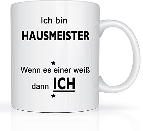 Print-Klex Berufstasse mit Hausmeister Motiv Bedruckt Hausmeister Tasse für Beruf Geschenk Kaffeebecher Geschenktasse Teetasse Arbeitstasse Arbeitsbecher mit Druck 330ml Beruf Tasse