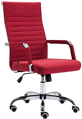 CLP Ergonomischer Bürostuhl Amadora I Höhenverstellbar, 360 Grad Drehstuhl I Kunstleder Oder Stoff Bezug I Langlebig, 120 kg Belastbar, Farbe:rot, Material:Stoff
