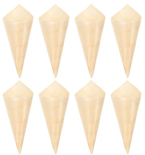 Toddmomy Wooden Veneer Roll 50Pcs Ice Cream Cone Cups - Elegant Snack Serving Container for Parties Weddings and Events