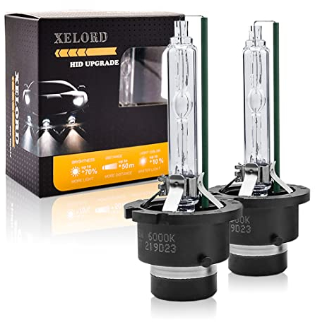 XELORD D4S 6000K Xenon Brenner 35W 12V HID Scheinwerferlampe für Autoscheinwerfer - Upgrade-Version(2 Stück)