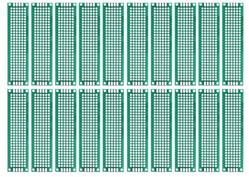 sourcing map 20 Stück PCB Board Einseitige Leiterplatten für Prototyping von Gedruckten Schaltungen Durchkontaktierte Löcher für DIY Löt Elektronikprojekte 20mmx80mm